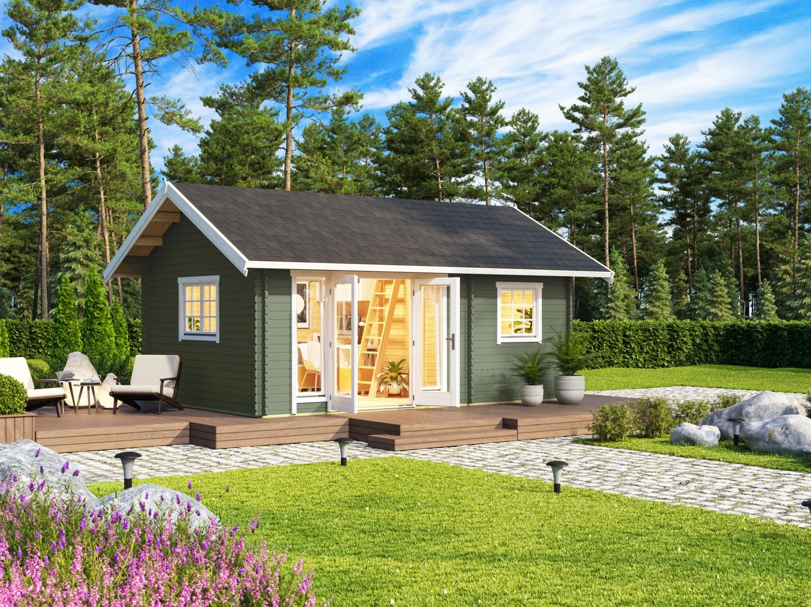 Lasita Gartenhaus Caroline 2.1, grüngrau