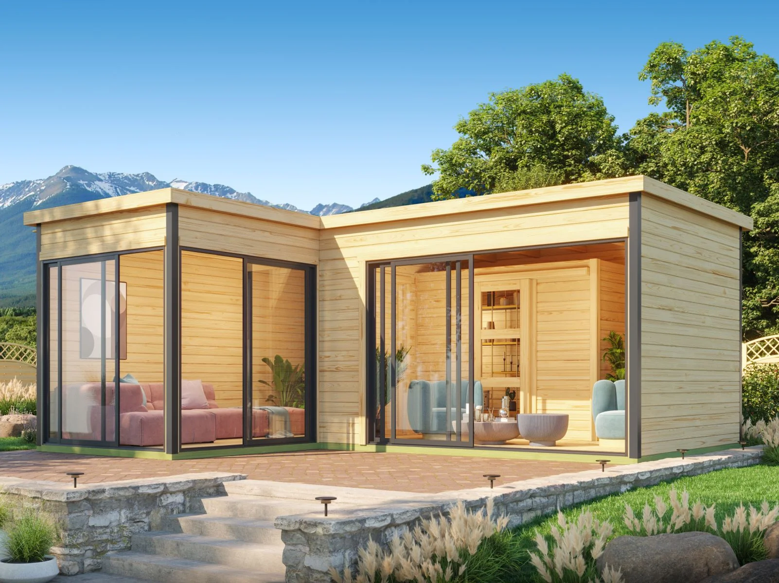 Lasita Gartenhaus Domeo 11, 44 mm Wandstärke, naturbelassen
