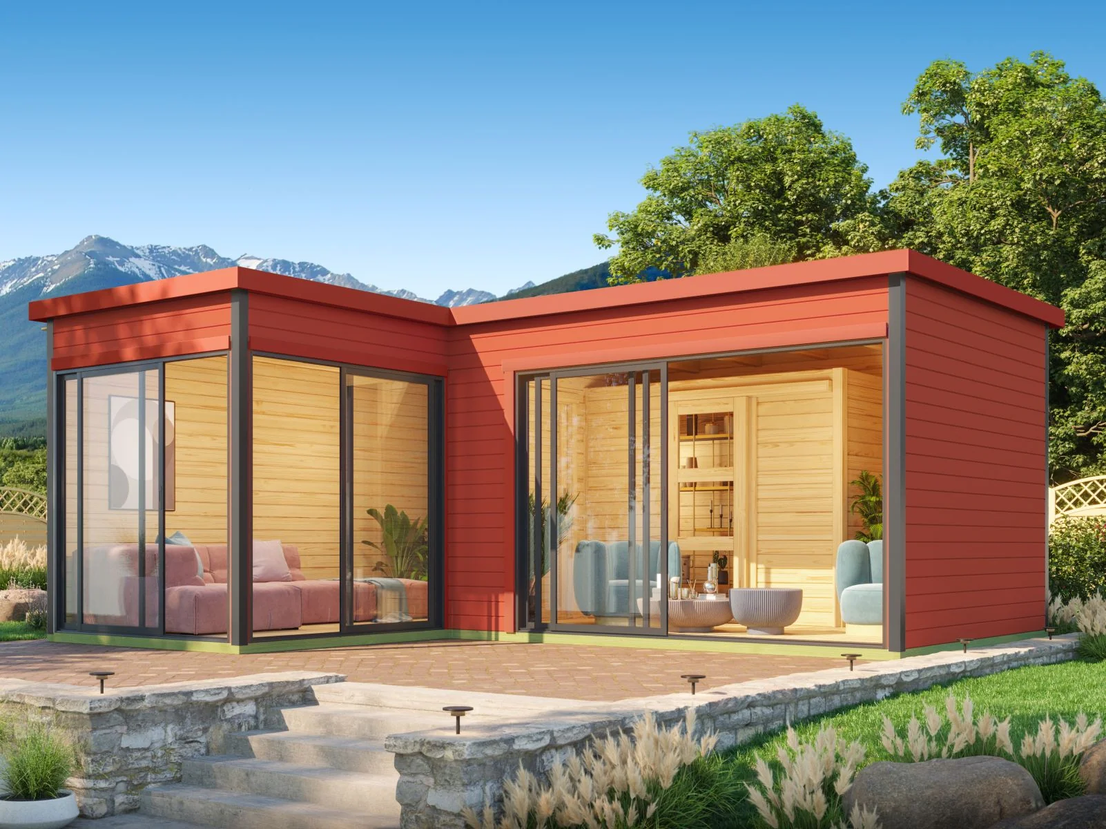 Lasita Gartenhaus Domeo 11, 44 mm Wandstärke, schwedenrot
