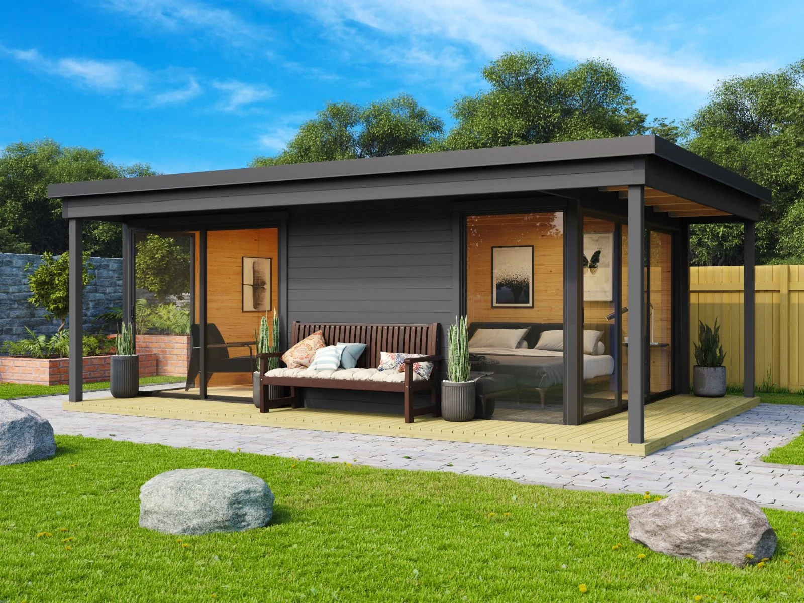 Lasita Gartenhaus Domeo 3 Loggia, carbongrau