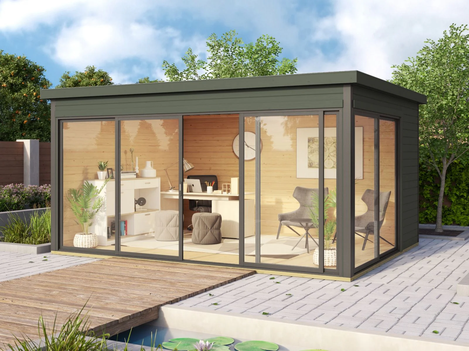 Lasita Gartenhaus Domeo 4, grüngrau