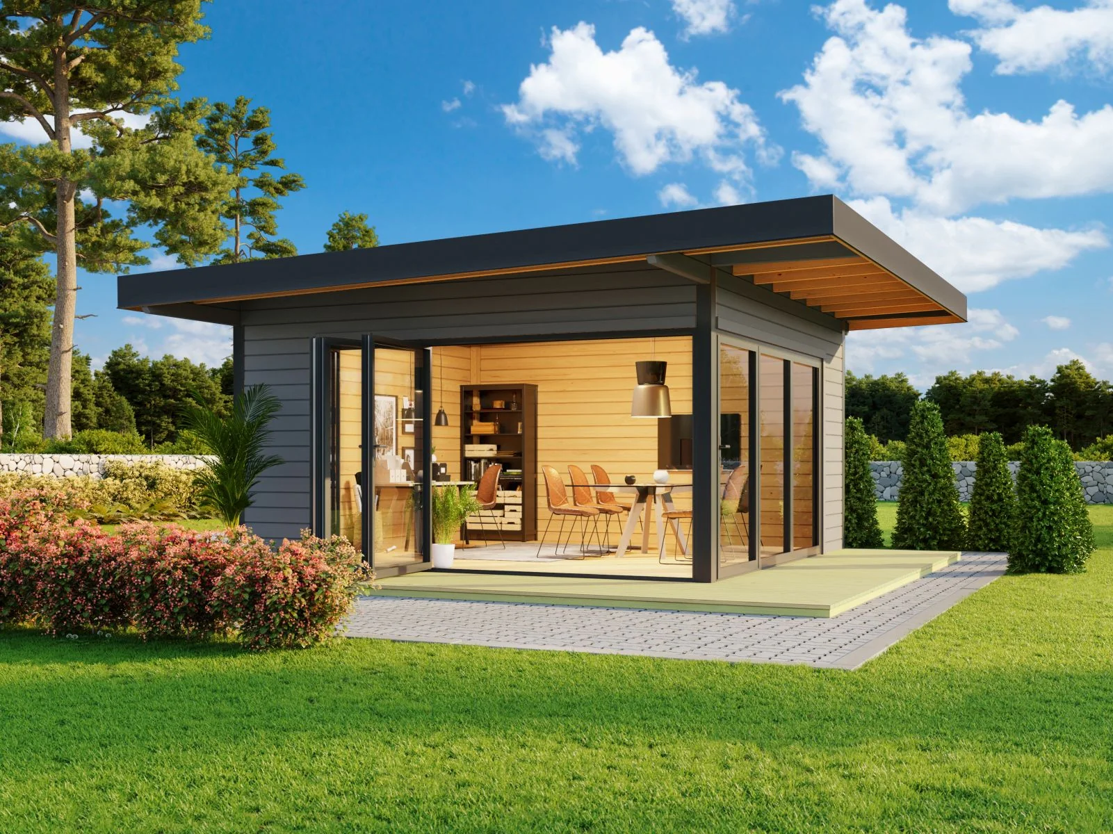 Lasita Gartenhaus Domeo 9, 70 mm Wandstärke, carbongrau
