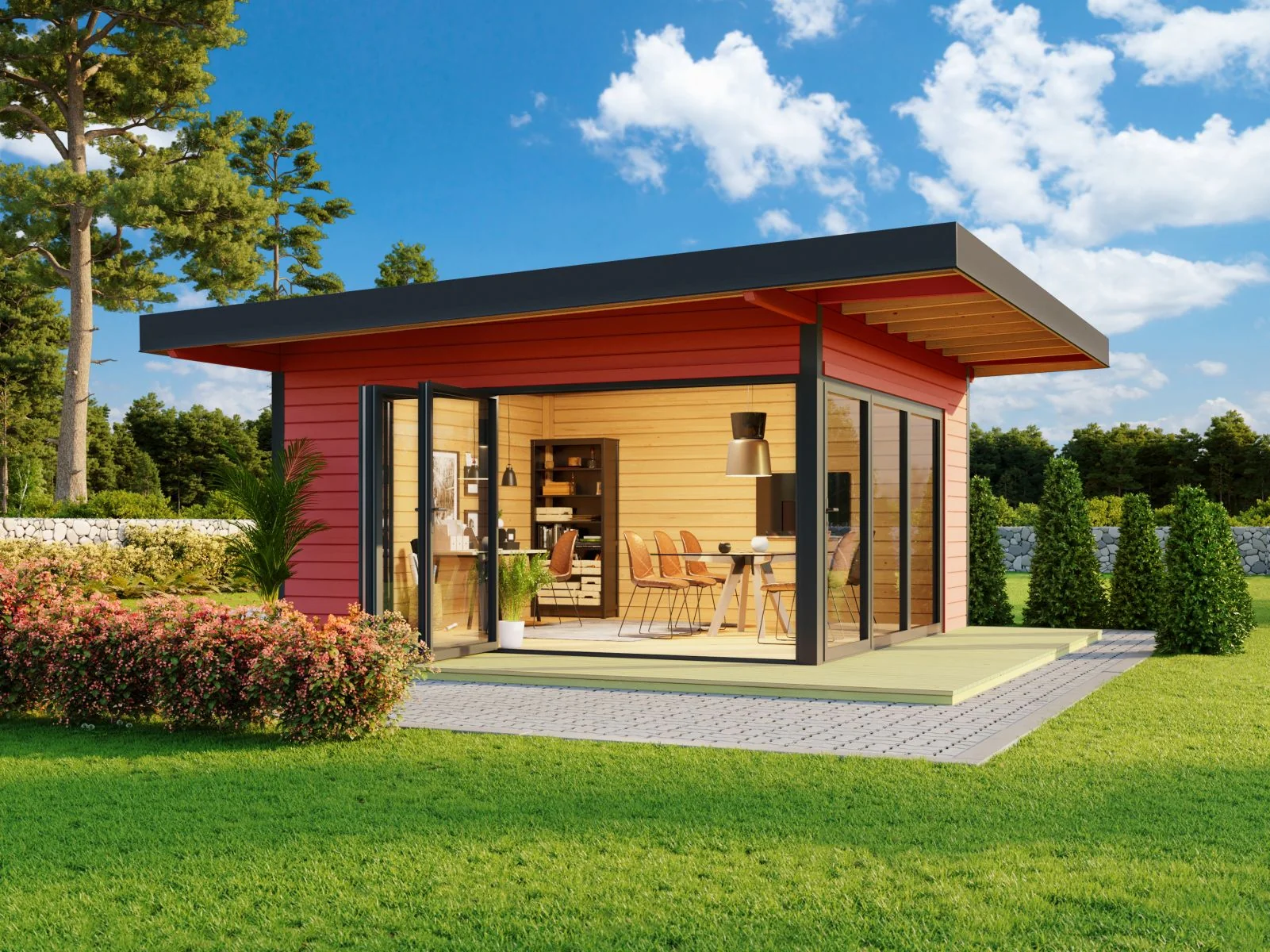 Lasita Gartenhaus Domeo 9, 70 mm Wandstärke, schwedenrot