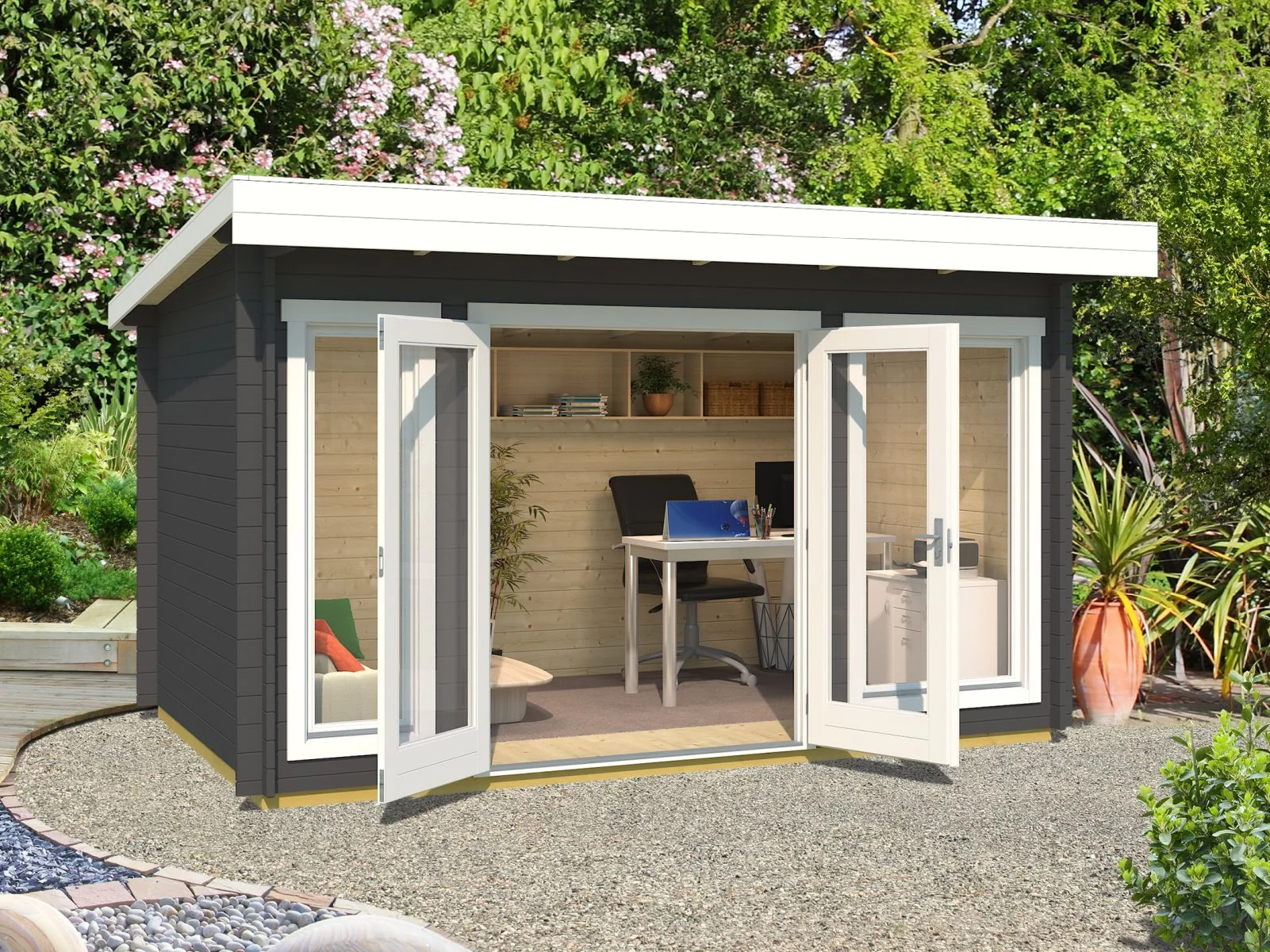 Lasita Gartenhaus Dorset 1, carbongrau, 34 mm