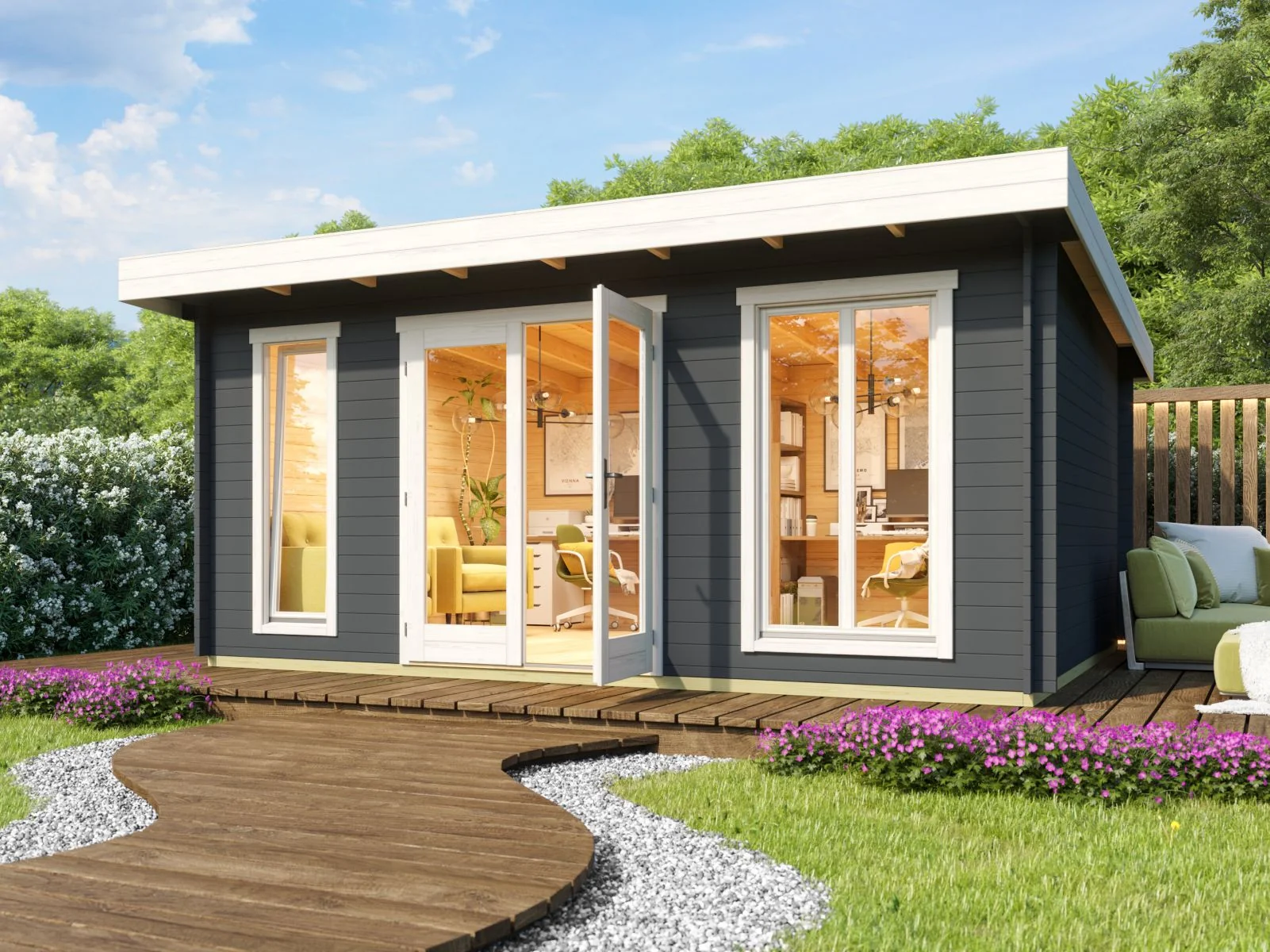 Lasita Gartenhaus Dorset 3, carbongrau, 34 mm