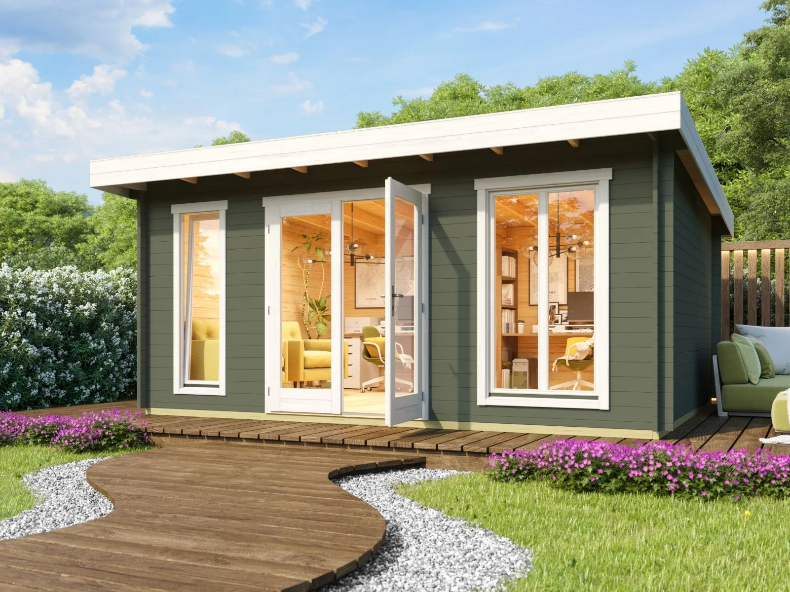 Lasita Gartenhaus Dorset 3, grüngrau, 34 mm