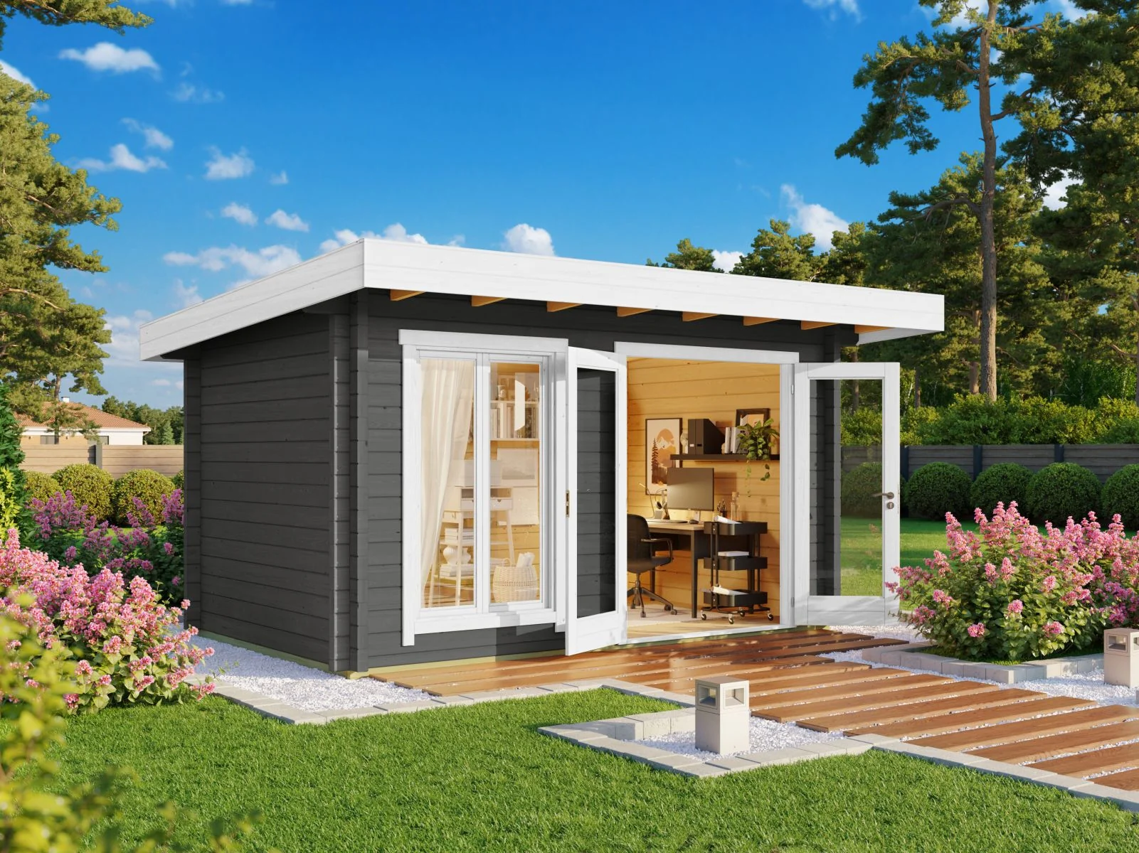 Lasita Gartenhaus Dorset 71, carbongrau, 70 mm