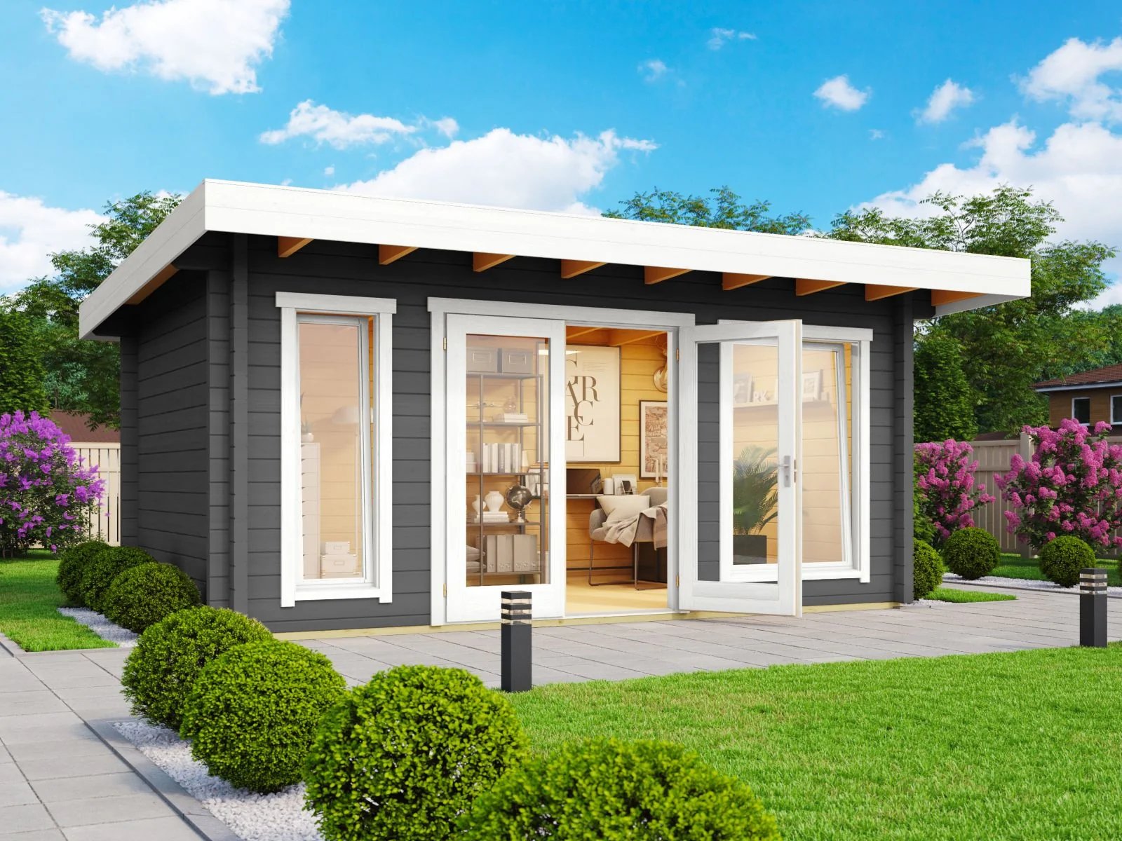 Lasita Gartenhaus Dorset 72, carbongrau, 70 mm