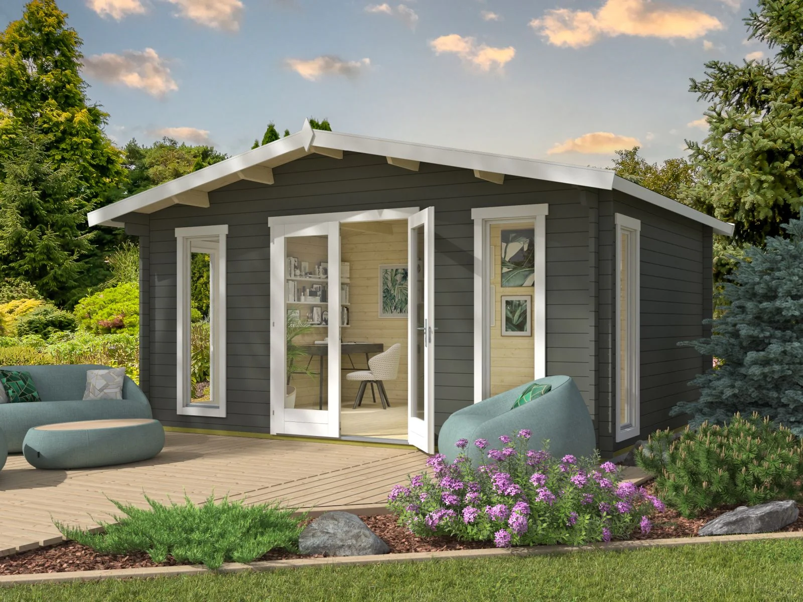 Lasita Gartenhaus Elgin 44 Gold, grüngrau, 44 mm