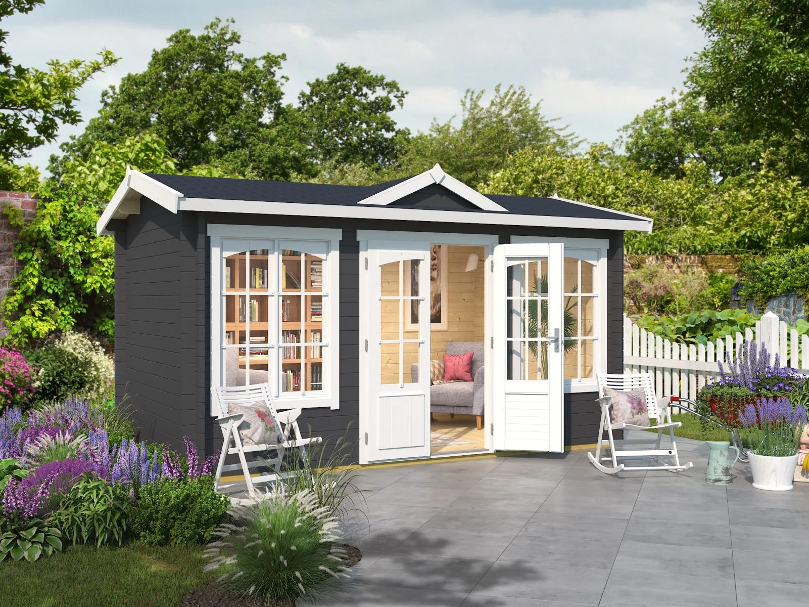 Lasita Gartenhaus Kensington , carbongrau, 44 mm