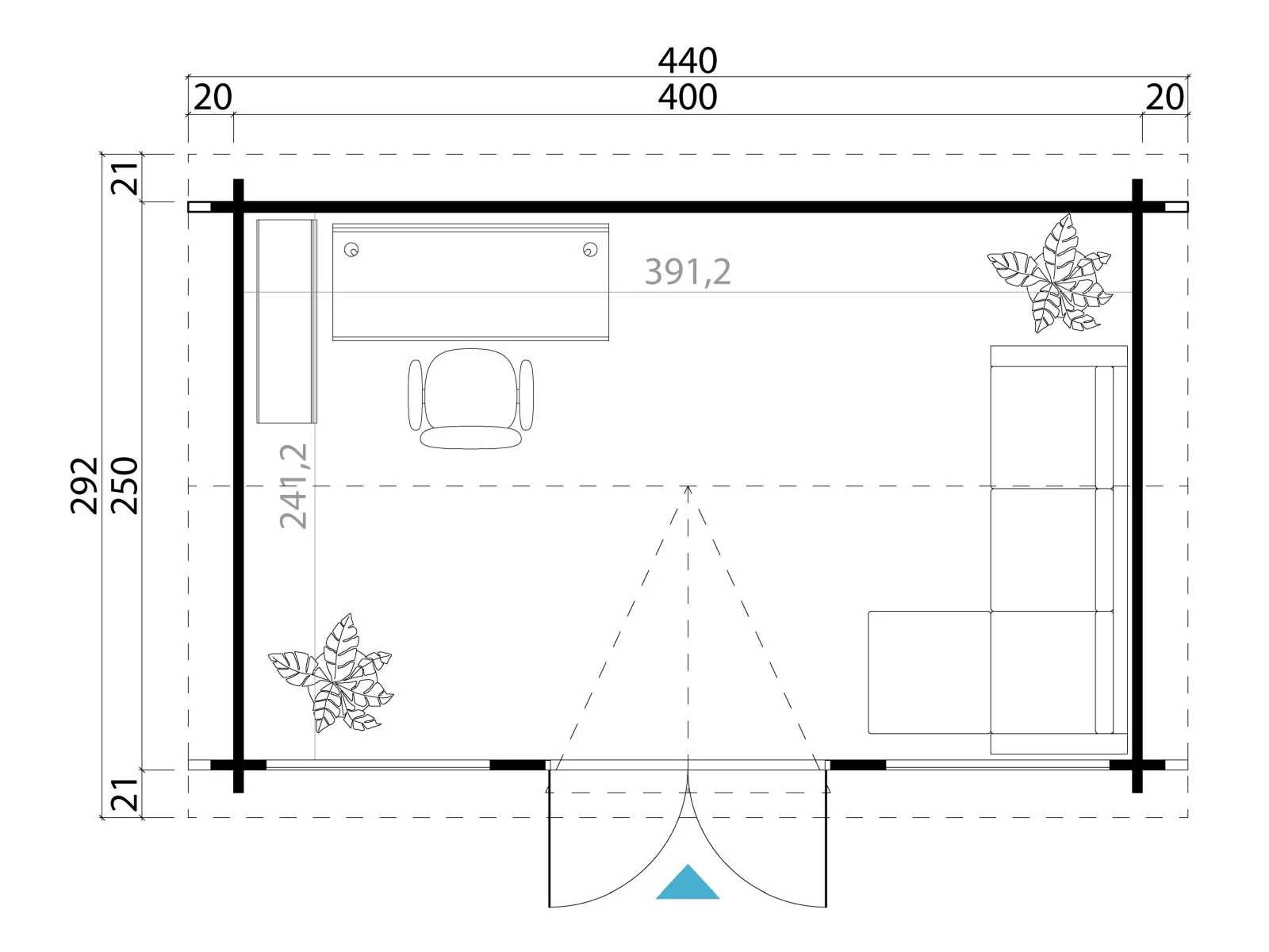 Lasita Gartenhaus Kensington , carbongrau, 44 mm - Image 4