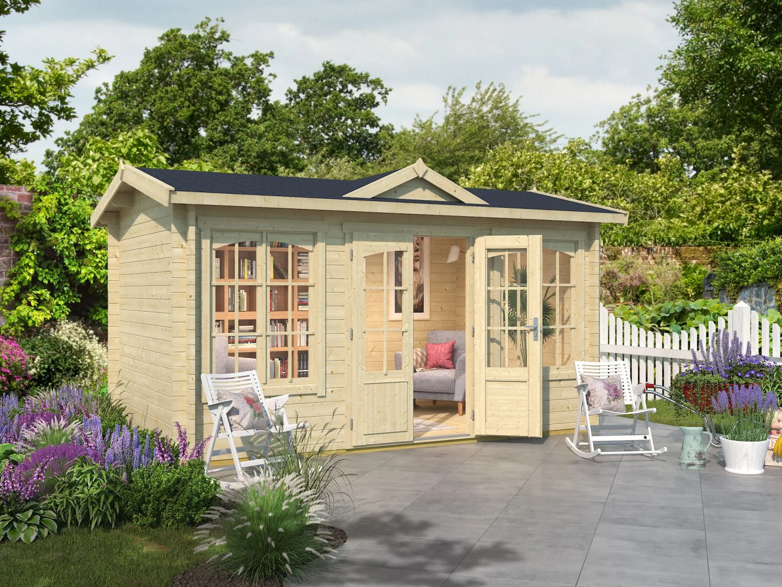 Lasita Gartenhaus Kensington, natur, 44 mm