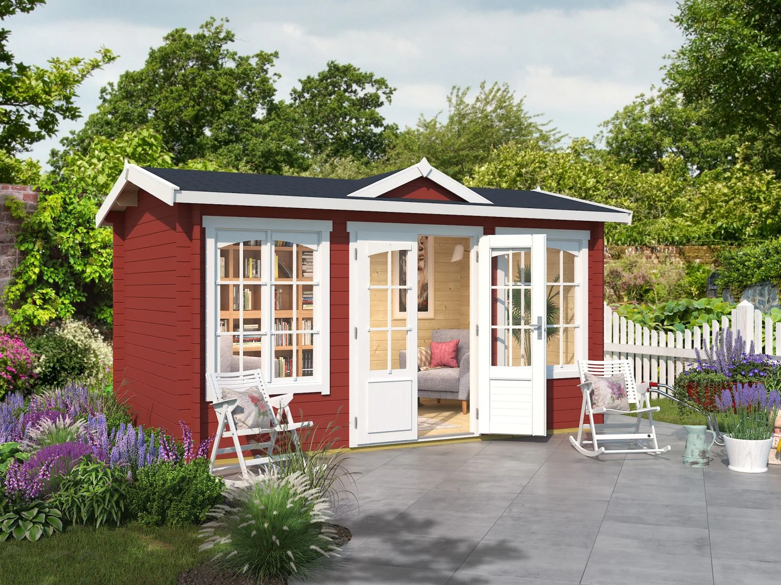 Lasita Gartenhaus Kensington, schwedenrot, 44 mm