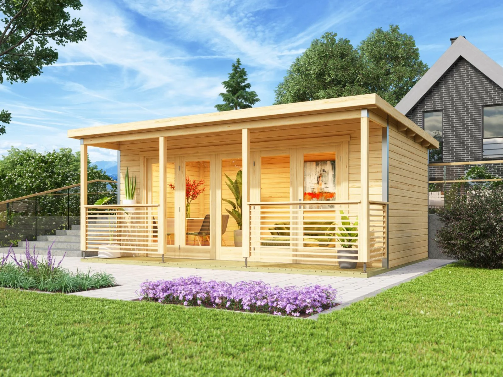 Lasita Gartenhaus Liverpool 2 , naturbelassen, 44 mm