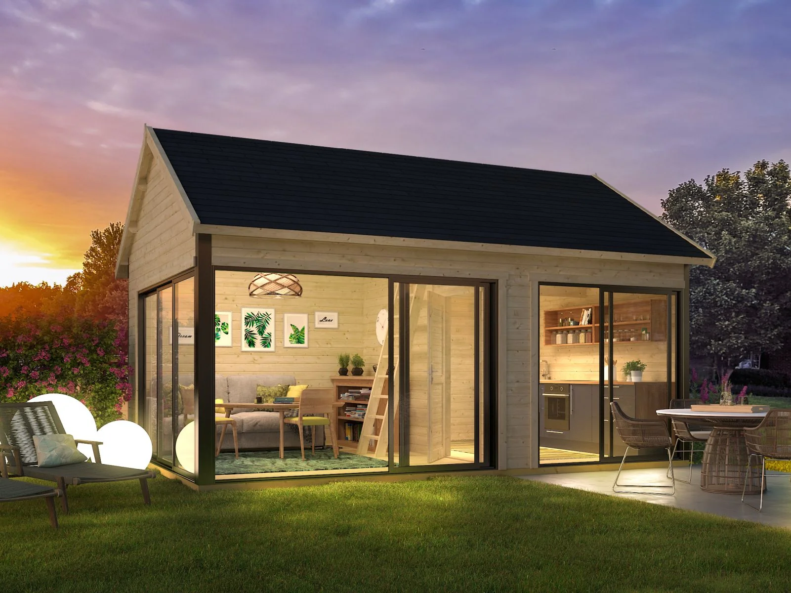 Lasita Gartenhaus Murano 3, naturbelassen, 44 mm