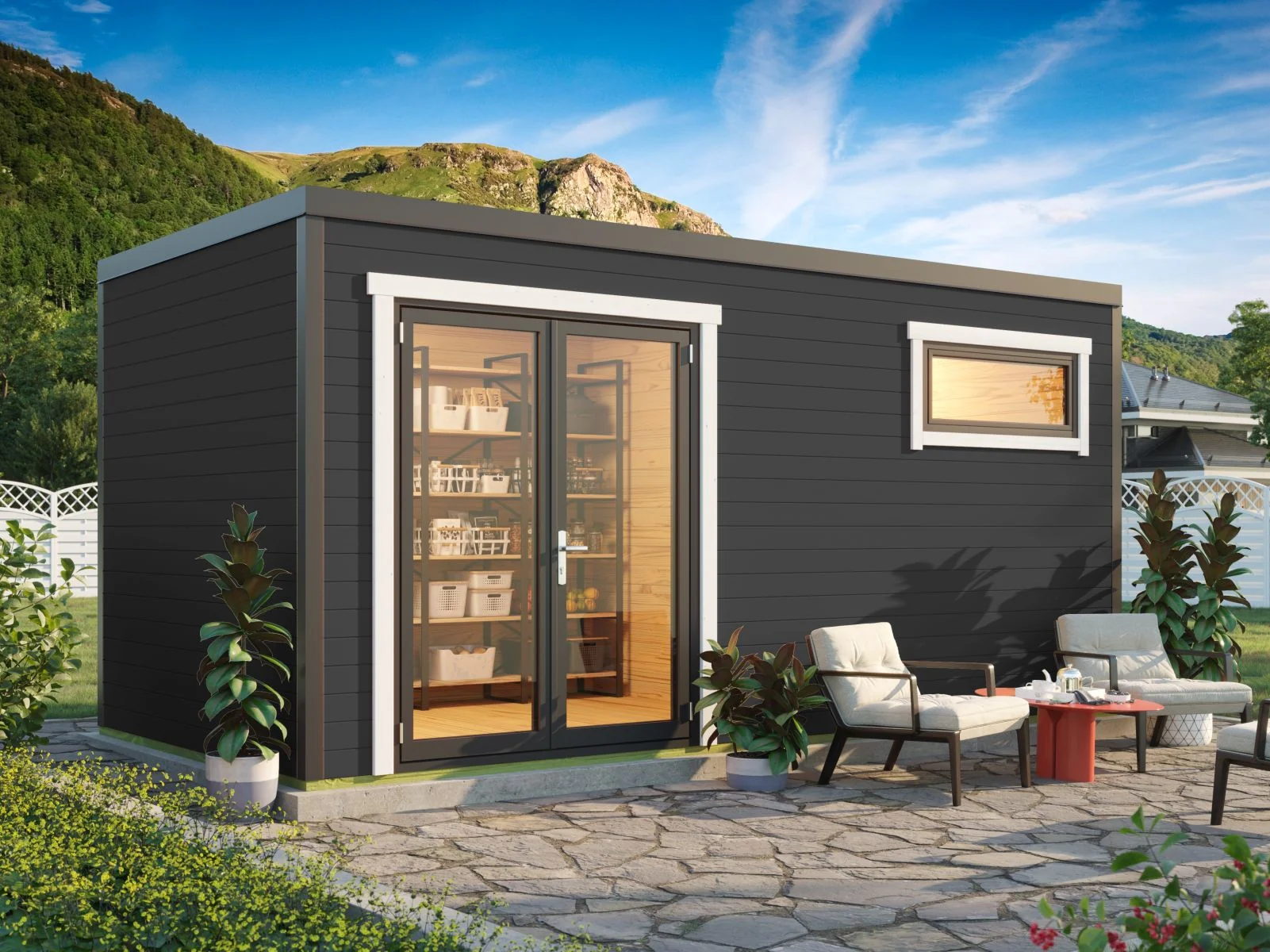 Lasita Gartenhaus Sardinia 3 carbongrau 44 mm