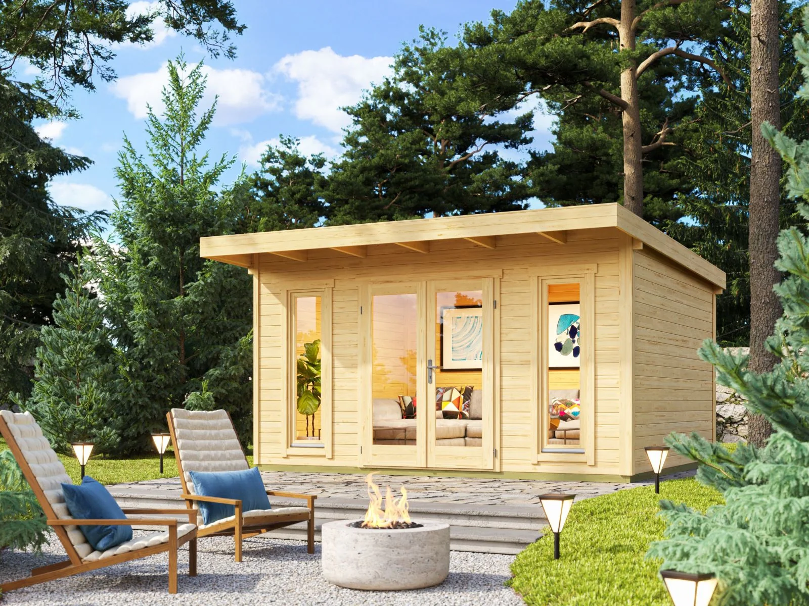 Lasita Gartenhaus Sizilien 1 naturbelassen 44 mm