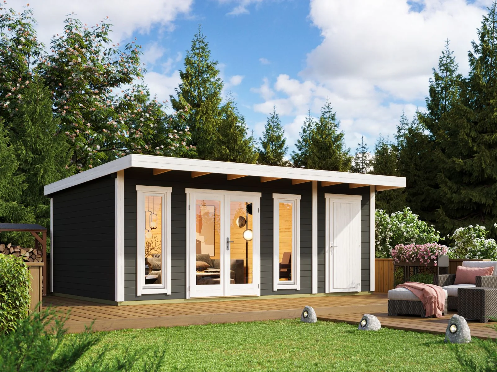 Lasita Gartenhaus Sizilien 2 carbongrau 44 mm