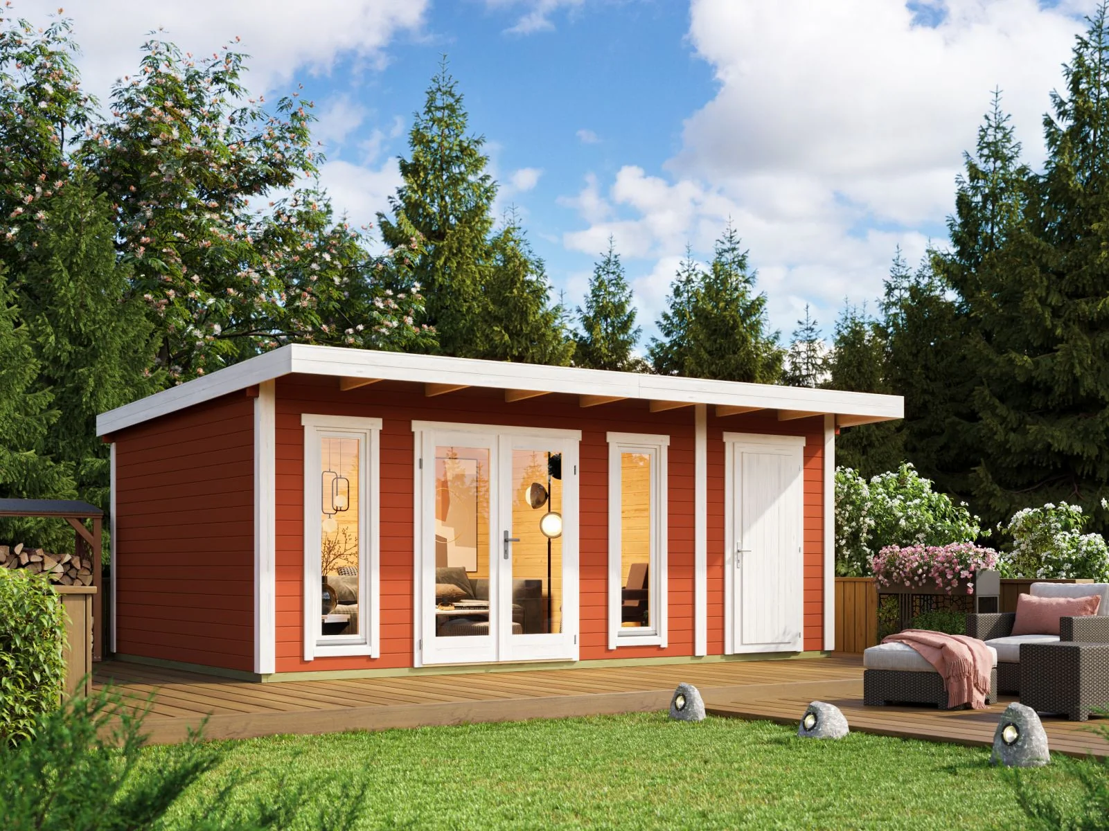 Lasita Gartenhaus Sizilien 2 schwedenrot 44 mm
