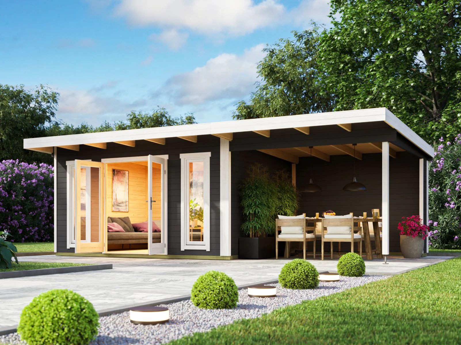 Lasita Gartenhaus Sizilien Dachverlängerung , carbongrau - Image 2