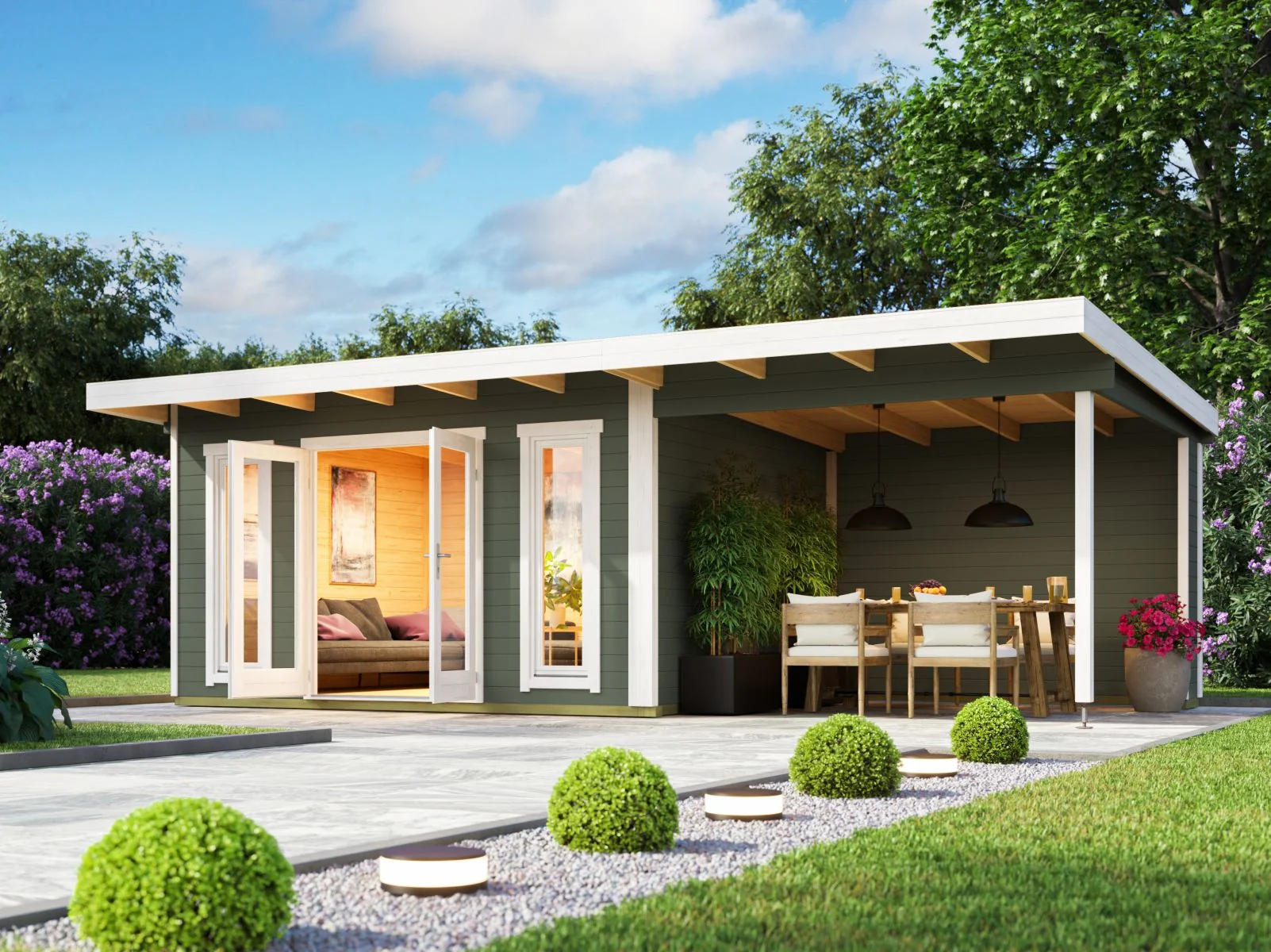 Lasita Gartenhaus Sizilien Dachverlängerung , grüngrau - Image 2