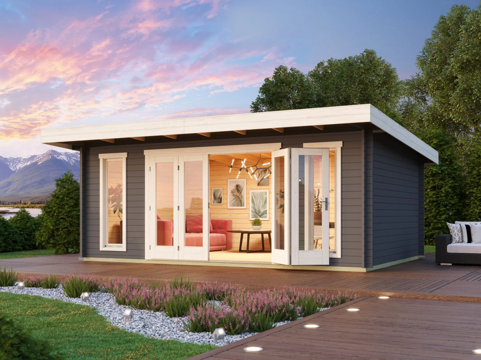 Lasita Gartenhaus Sussex 2 carbongrau 44 mm