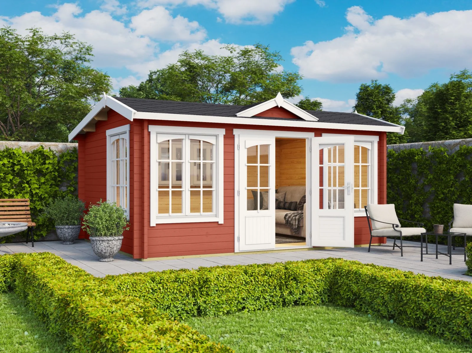 Lasita Gartenhaus Windsor 44 schwedenrot 44 mm