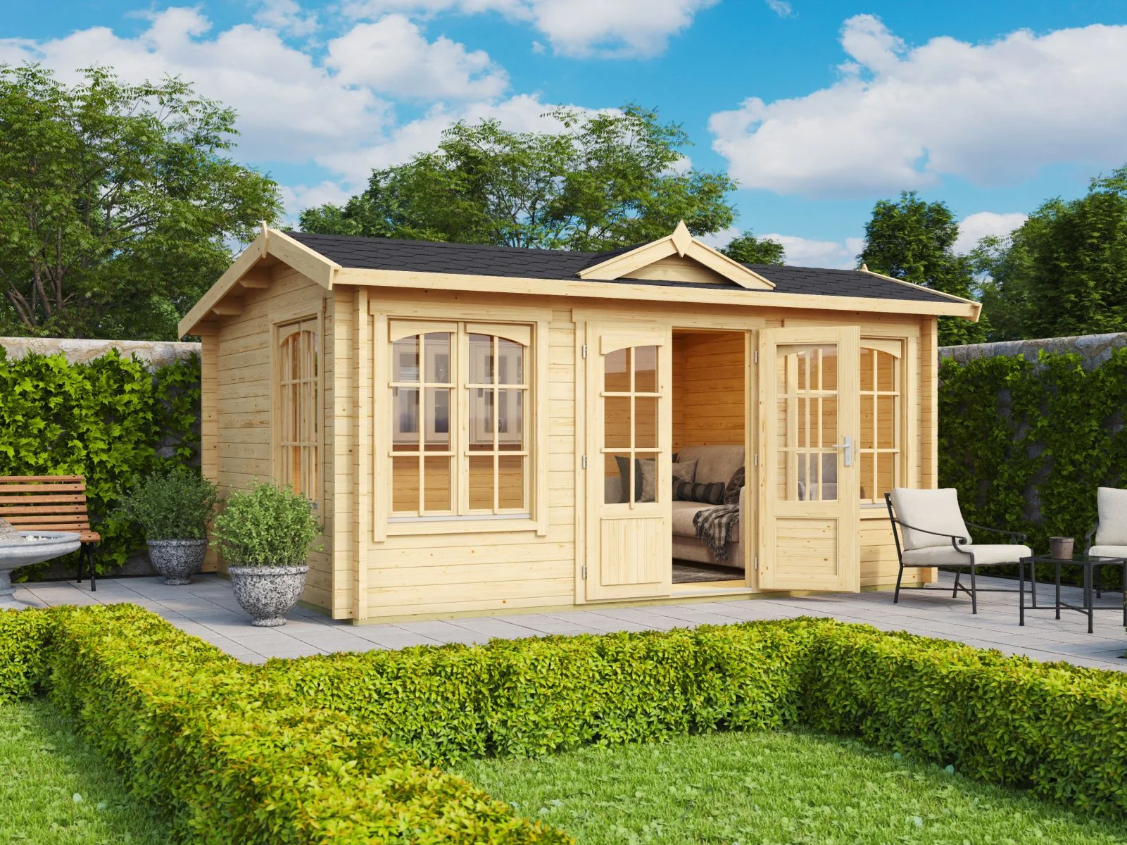 Lasita Gartenhaus Windsor natur 44 mm