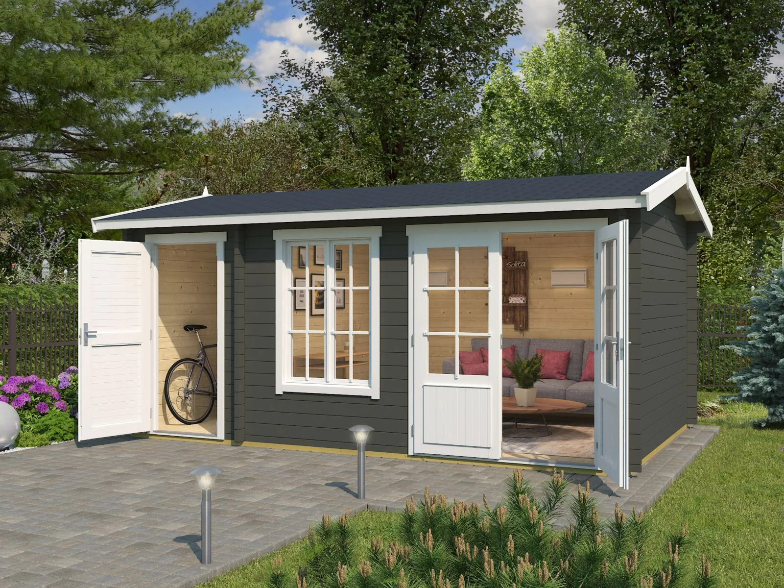 Lasita Gartenhaus Wrexham 2 grüngrau 44 mm