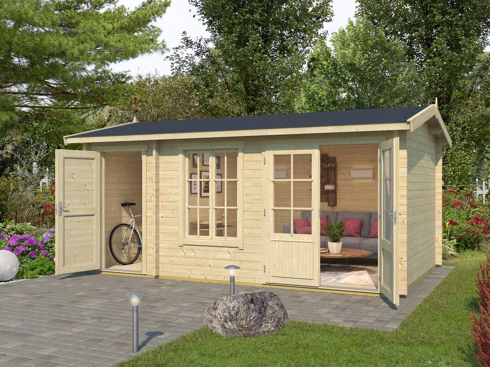 Lasita Gartenhaus Wrexham 2 natur 44 mm
