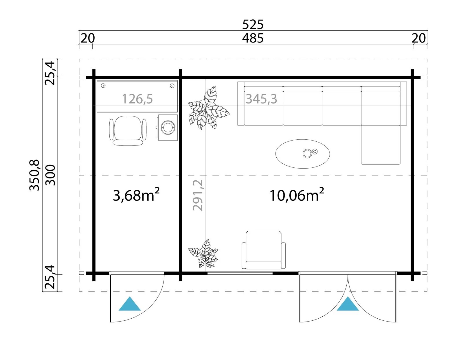Lasita Gartenhaus Wrexham 2 natur 44 mm - Image 4