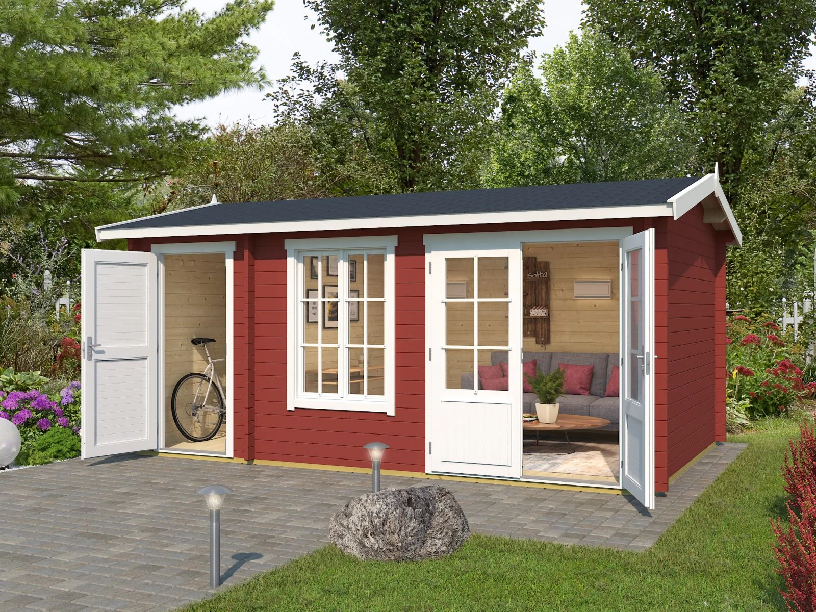 Lasita Gartenhaus Wrexham 2 schwedenrot 44 mm