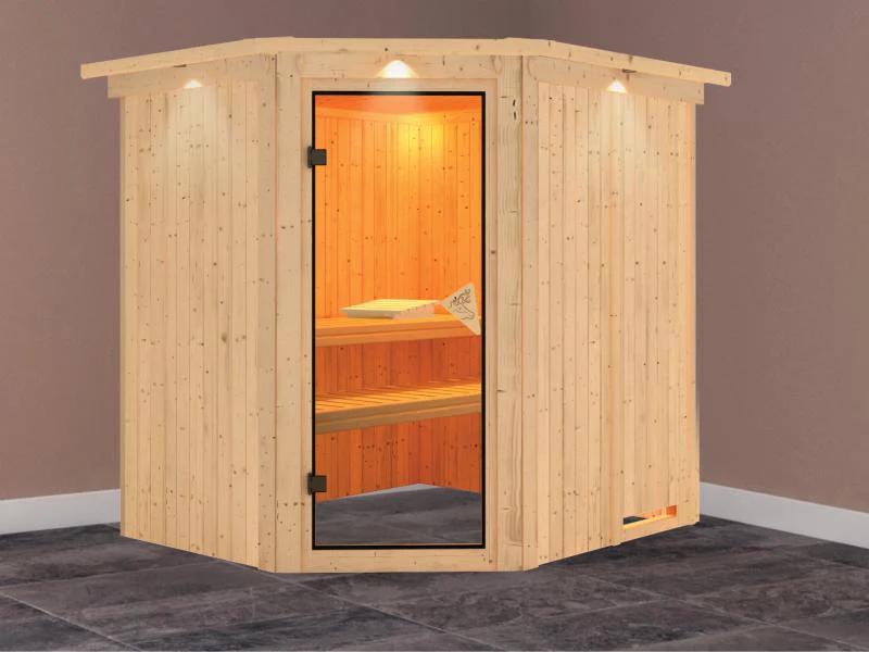 Lilja - Karibu Sauna Plug & Play ohne Ofen - mit Dachkranz - - Image 2