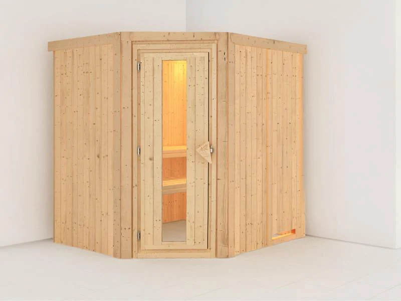 Lilja - Karibu Sauna Plug & Play ohne Ofen - ohne Dachkranz - Energiespartür