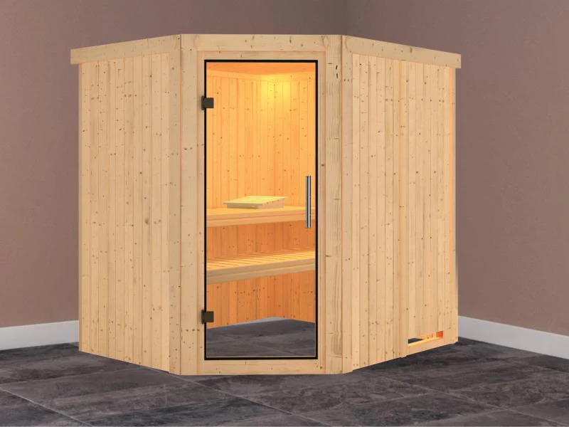 Lilja - Karibu Sauna Plug & Play ohne Ofen - ohne Dachkranz - Klarglas Ganzglastür - Image 2