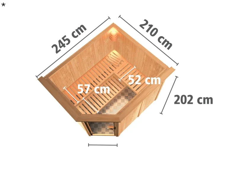 Malin - Karibu Sauna inkl. 9-kW-Bioofen - mit Dachkranz - - Image 3