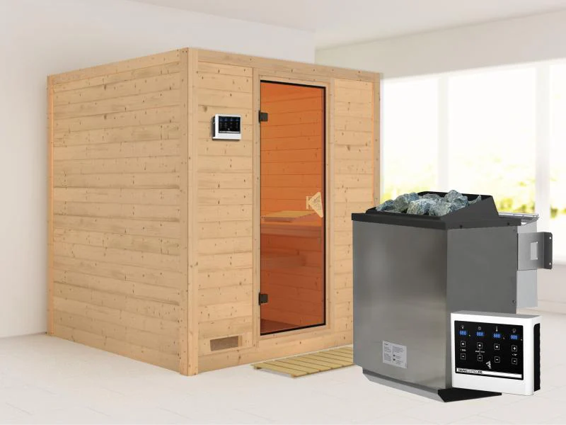 Mojave - Karibu Sauna inkl. 9-kW-Bioofen - ohne Dachkranz -