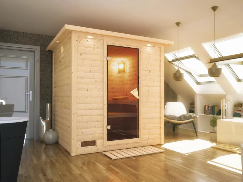 Mojave - Karibu Sauna inkl. 9-kW-Ofen - mit Dachkranz - - Image 4