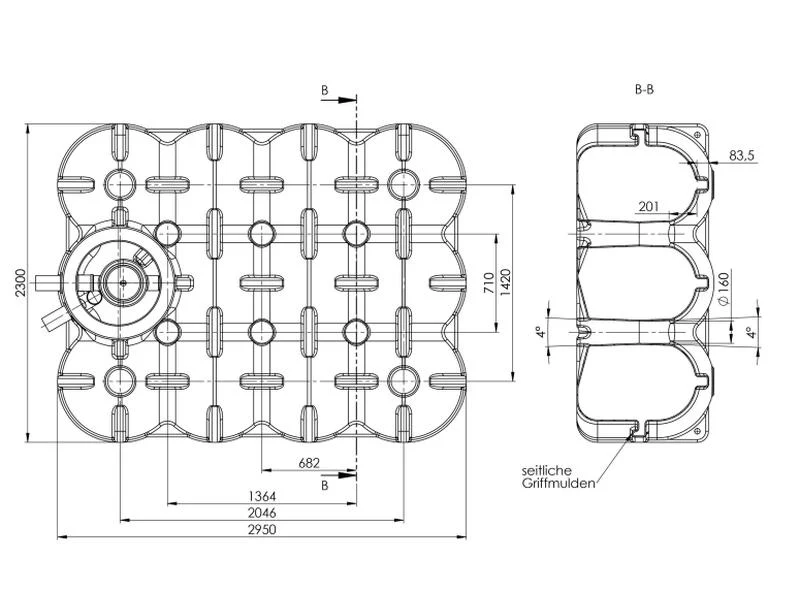 Nautilus Flachtank-Zisterne Hudson 5.000 Liter mit vorinstallierten Korbfilter & Siphon - Image 3