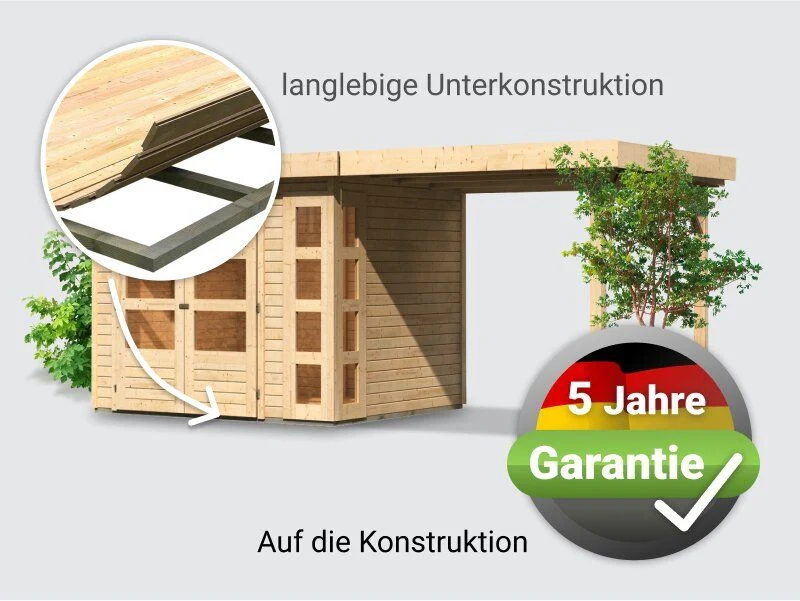Norlinio Gartenhaus Kerken 3 natur inkl. Fußboden und Anbaudach 2,40 m - Image 4
