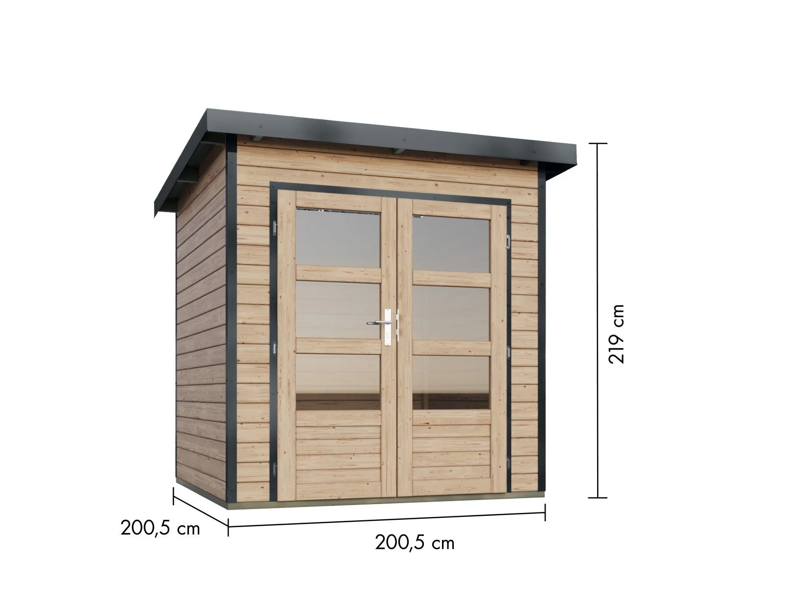 Norlinio Hybrid Gartenhaus Woodtallic 1, naturbelassen/anthrazit, inkl. Fußboden - Image 3
