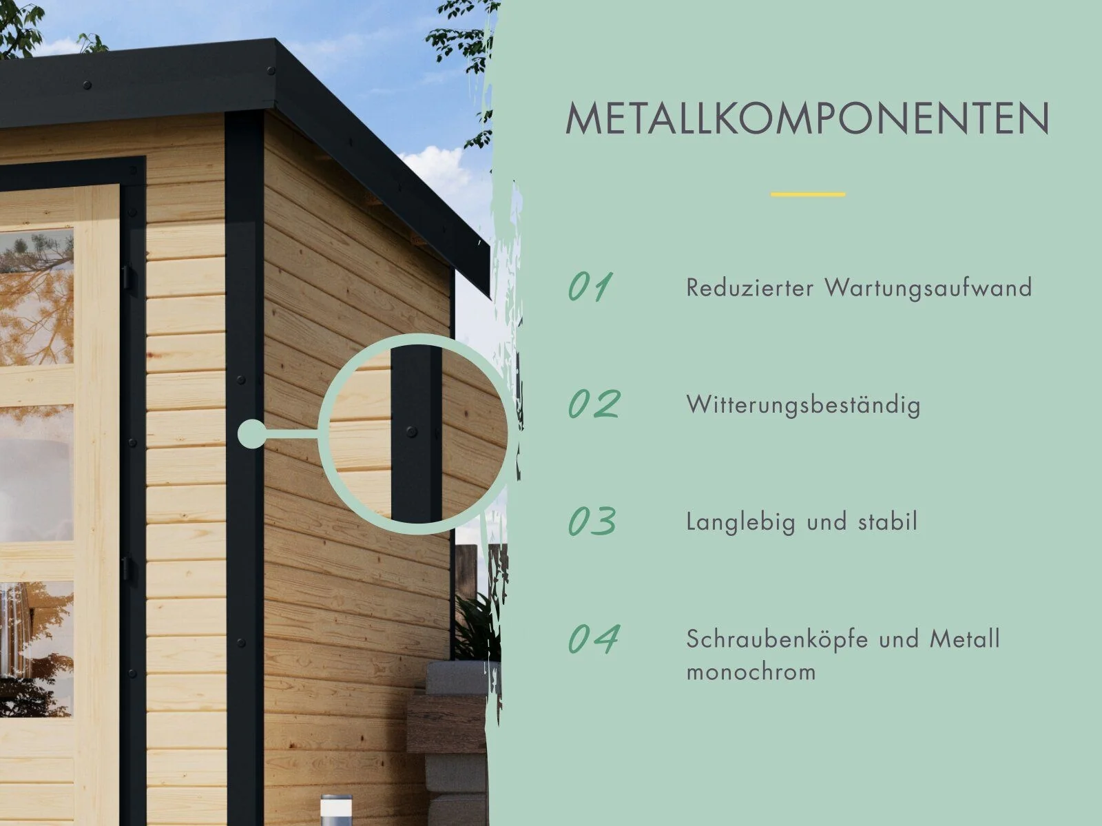Norlinio Hybrid Gartenhaus Woodtallic 1, naturbelassen/anthrazit, inkl. Fußboden - Image 4