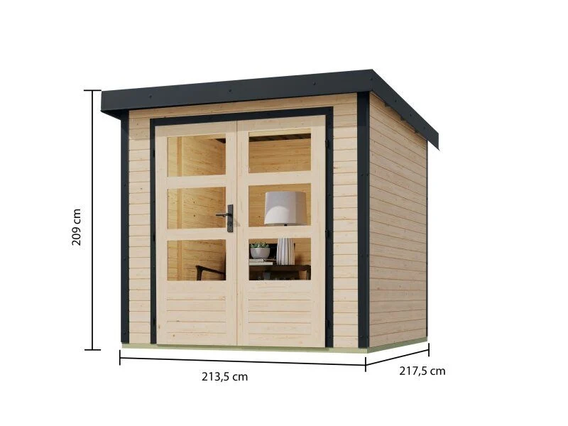 Norlinio Hybrid Gartenhaus Woodtallic 2, naturbelassen/anthrazit, inkl, Fußboden - Image 3