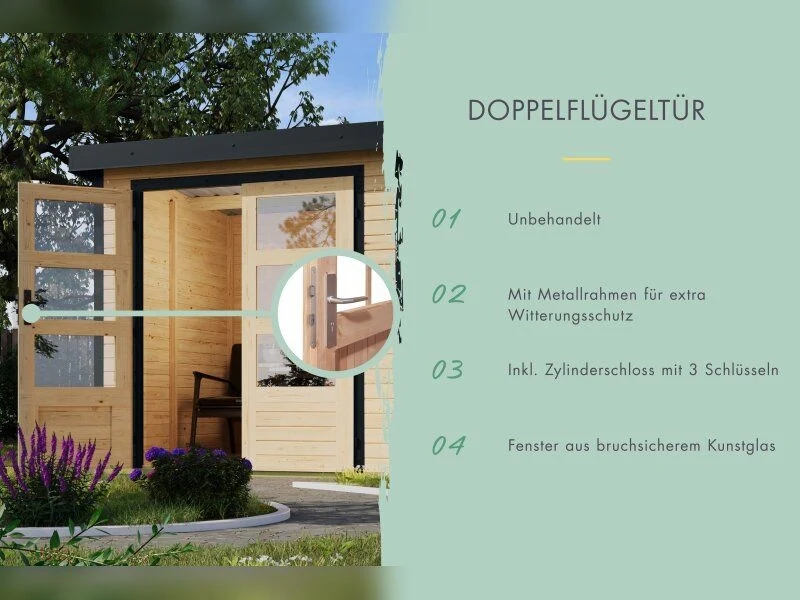 Norlinio Hybrid Gartenhaus Woodtallic 2, naturbelassen/anthrazit, inkl, Fußboden - Image 6