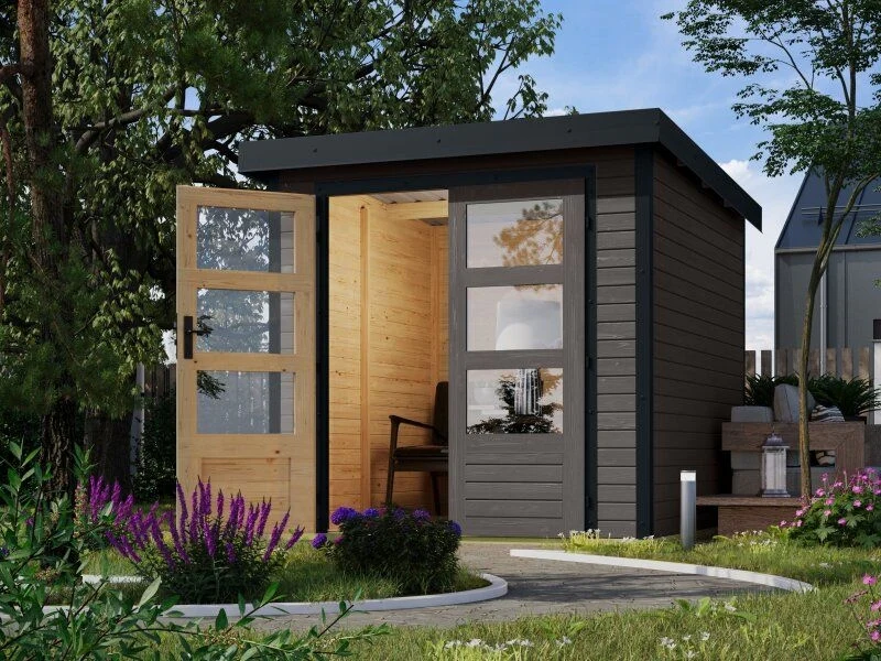 Norlinio Hybrid Gartenhaus Woodtallic 2, terragrau/anthrazit, inkl. Fußboden - Image 2