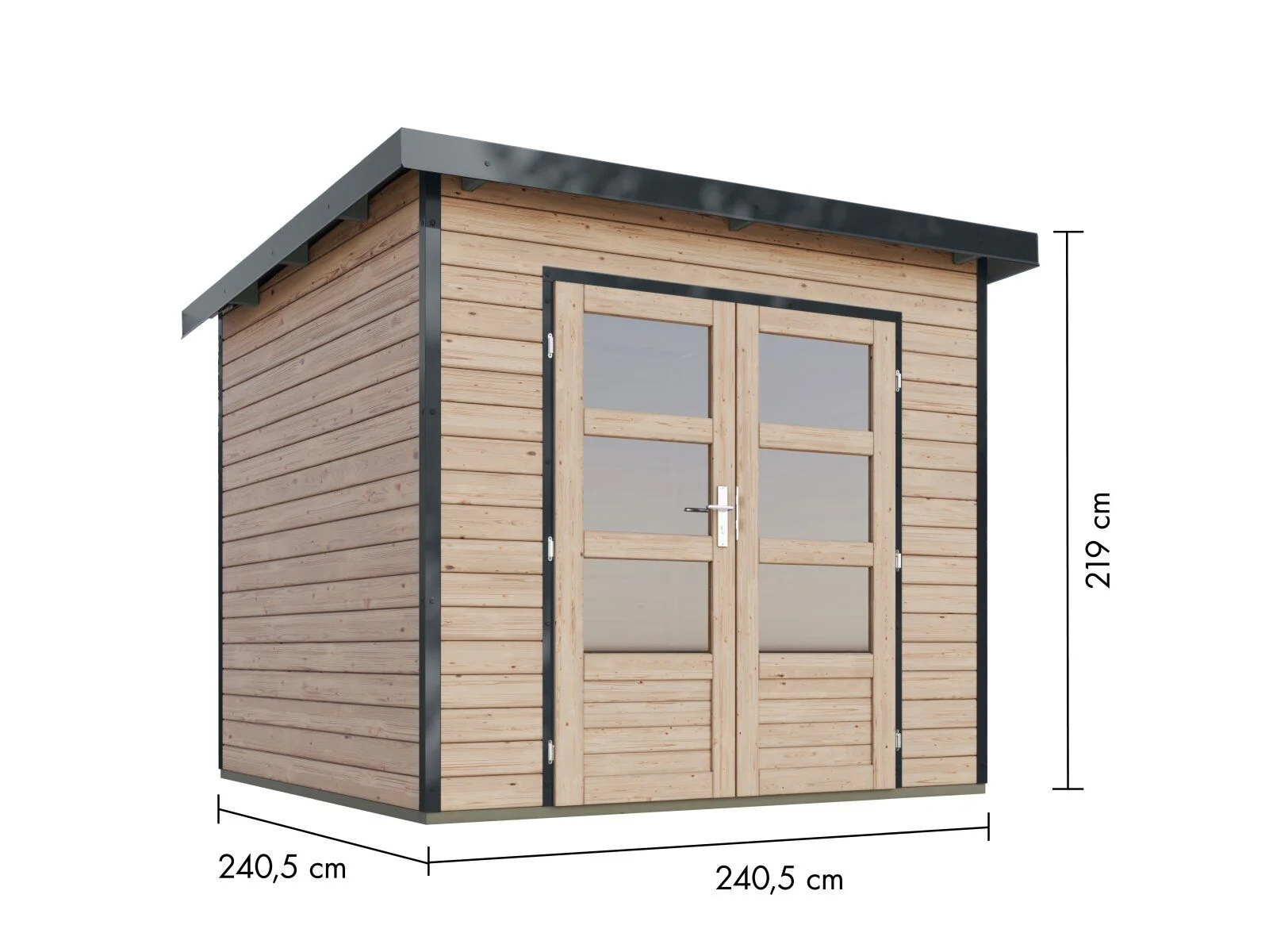 Norlinio Hybrid Gartenhaus Woodtallic 3, naturbelassen/anthrazit, inkl. Fußboden - Image 3