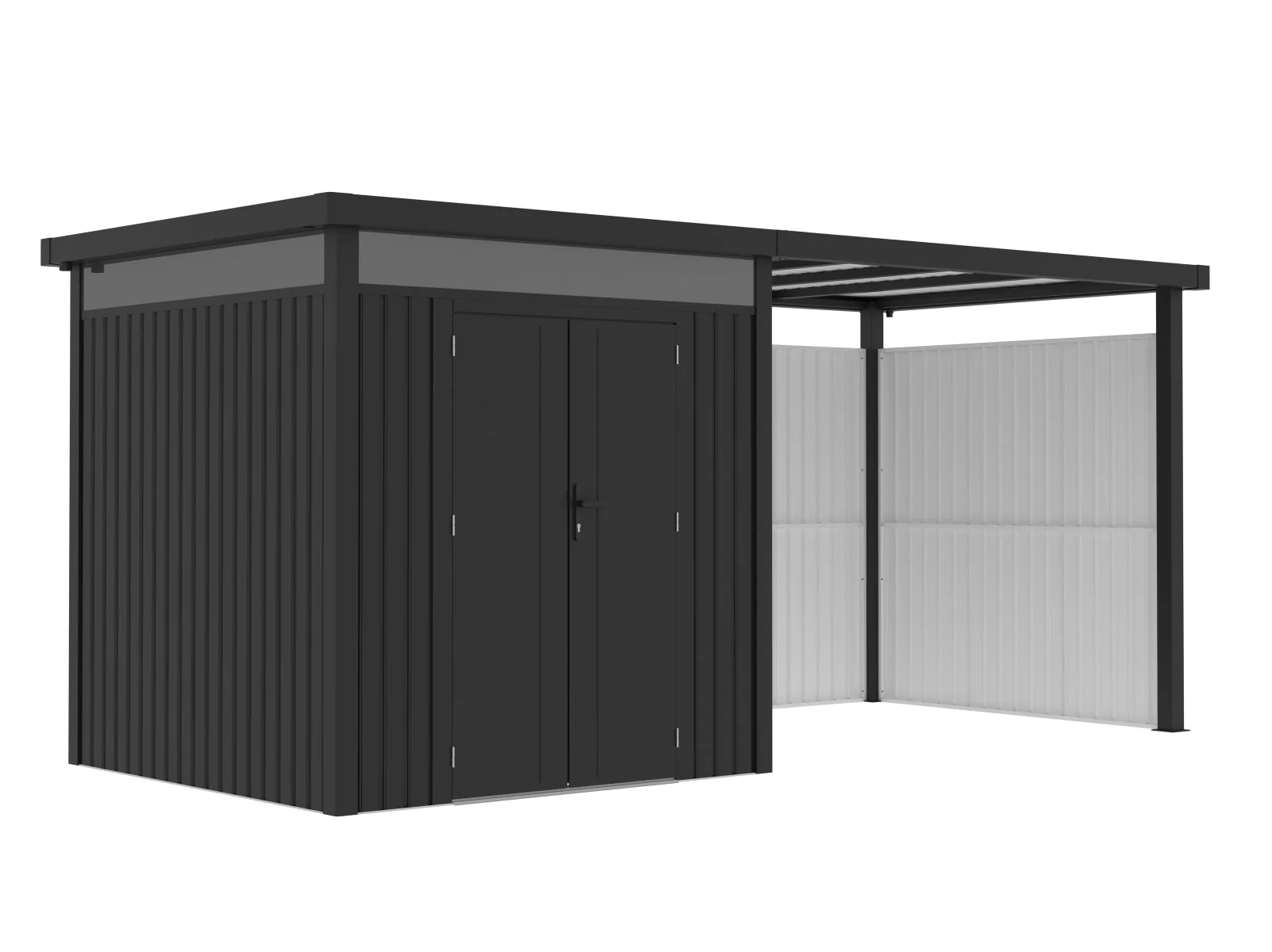 Norlinio Metall Anbaudach mit Wandset für Gerätehaus Miro 1, Anthrazit - Image 5