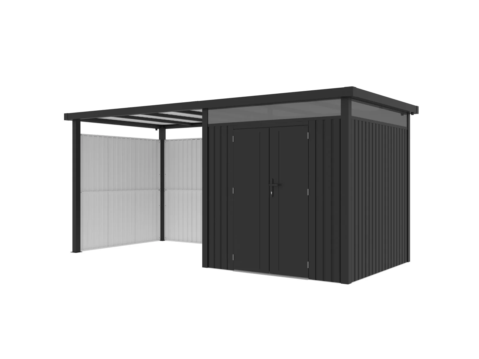 Norlinio Metall Anbaudach mit Wandset für Gerätehaus Miro 1, Anthrazit - Image 7