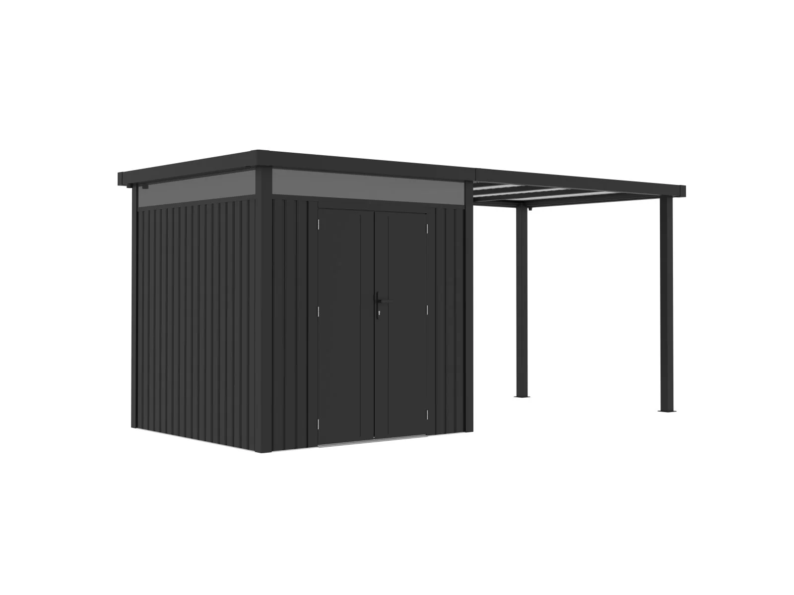 Norlinio Metall Anbaudach für Gerätehaus Miro 1, rechts und links anschlagbar ,Anthrazit - Image 4
