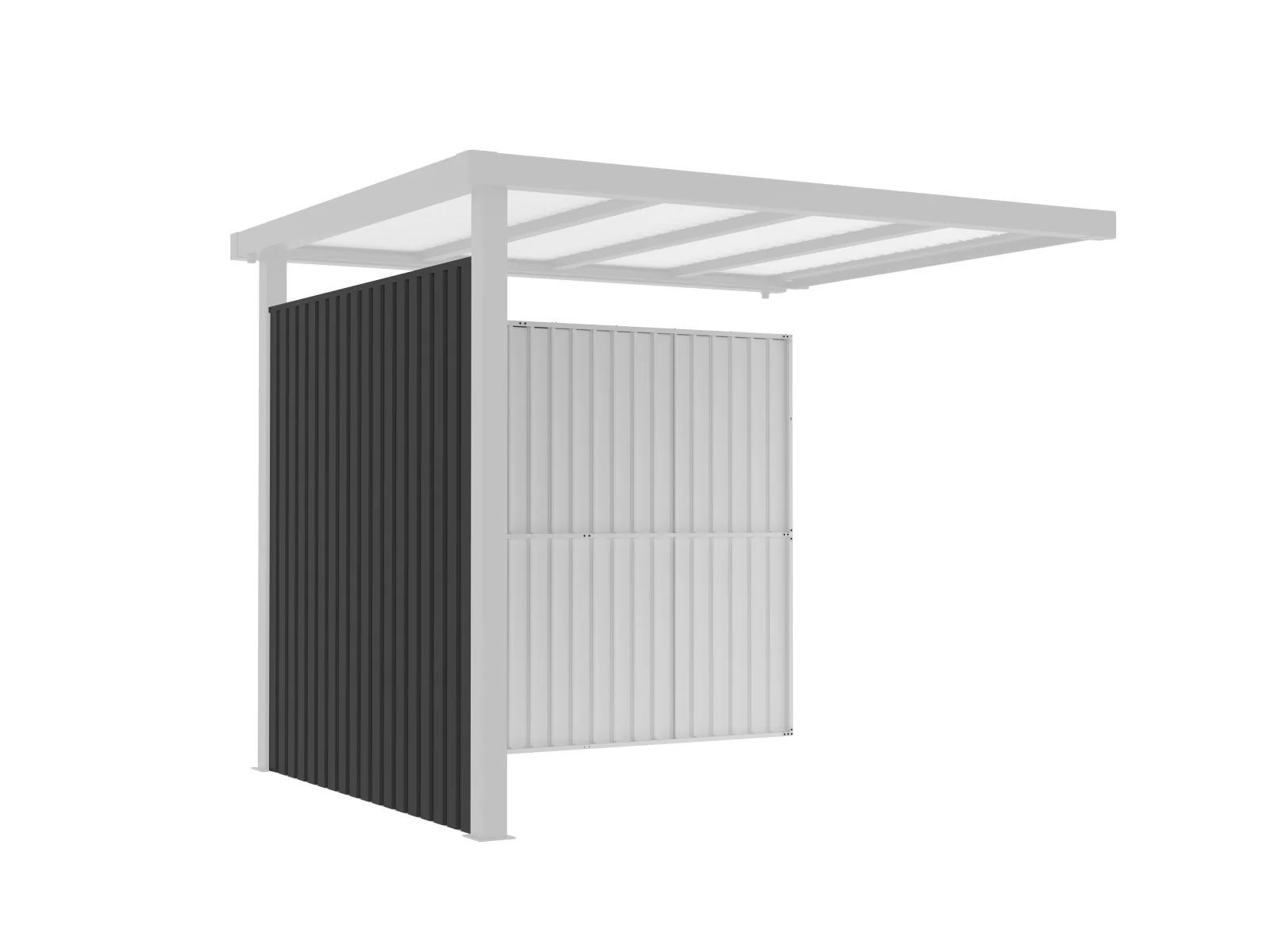Norlinio Metall Gerätehaus Miro 1 mit Anbaudach und Wandset in Anthrazit - Image 4